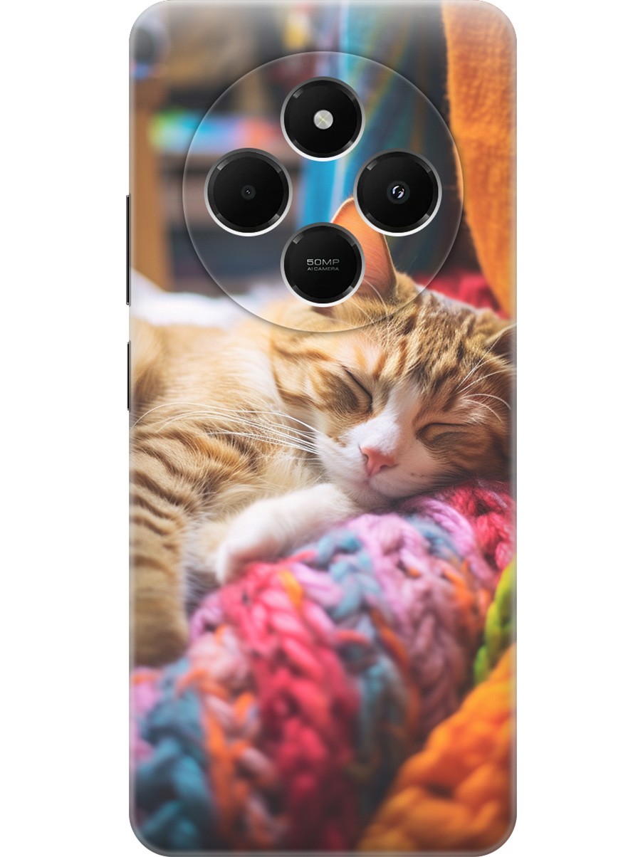 

Силиконовый чехол на Xiaomi Redmi 14C / Poco C75 с принтом "Котик на пледе", Прозрачный;белый;желтый;розовый, 786715711
