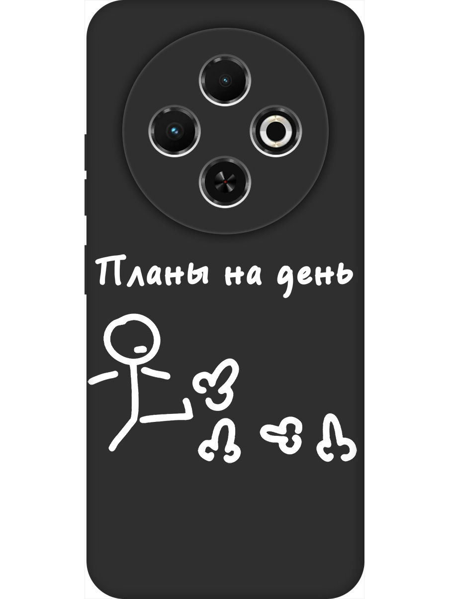 

Силиконовый чехол на Tecno Spark 30C с принтом "Планы на день" матовый черный, Черный;белый, 786716361
