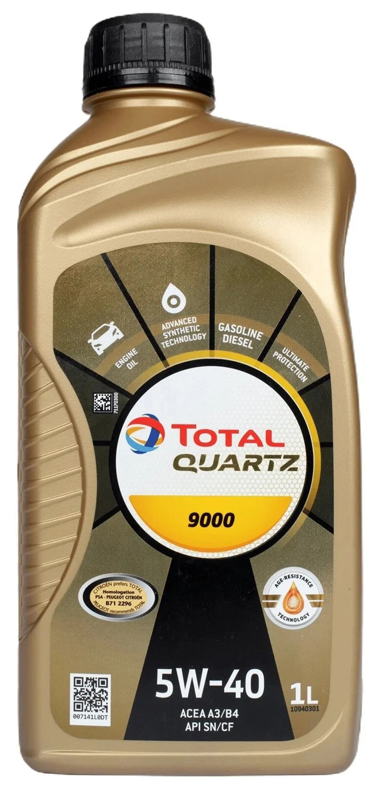 

Моторное масло Total синтетическое Quartz 9000 Energy 5W40 А3/B4;Sn/Cf 1л