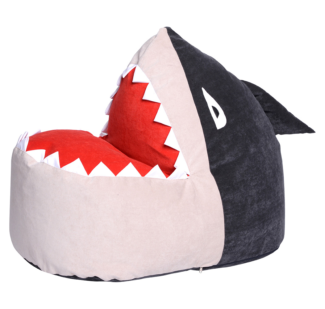 фото Кресло-мешок dreambag акула, размер l, жаккард, серо-бежевый