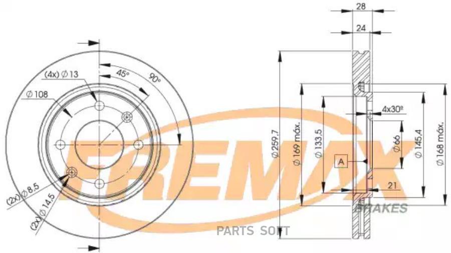 Диск тормозной передний PSA 406