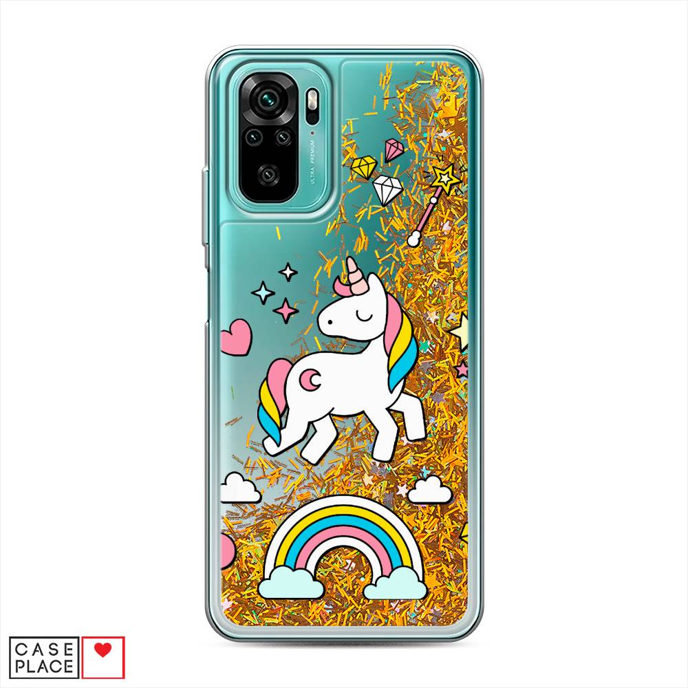 

Жидкий чехол с блестками "Принцесса единорог" на Xiaomi Redmi Note 10, 39790-1