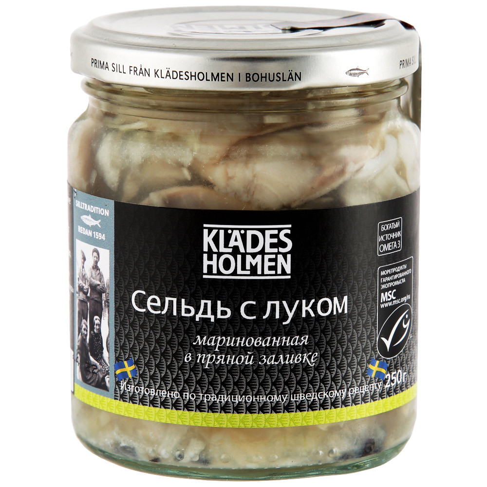 

Сельдь Kladesholmen маринованная с луком в пряной заливке 250 г