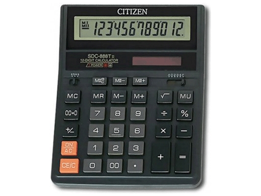 

Калькулятор CITIZEN SDC-888ТII 12-ти разр., 2-е питание, MII, MU, A0234F, 00->0, SQRT