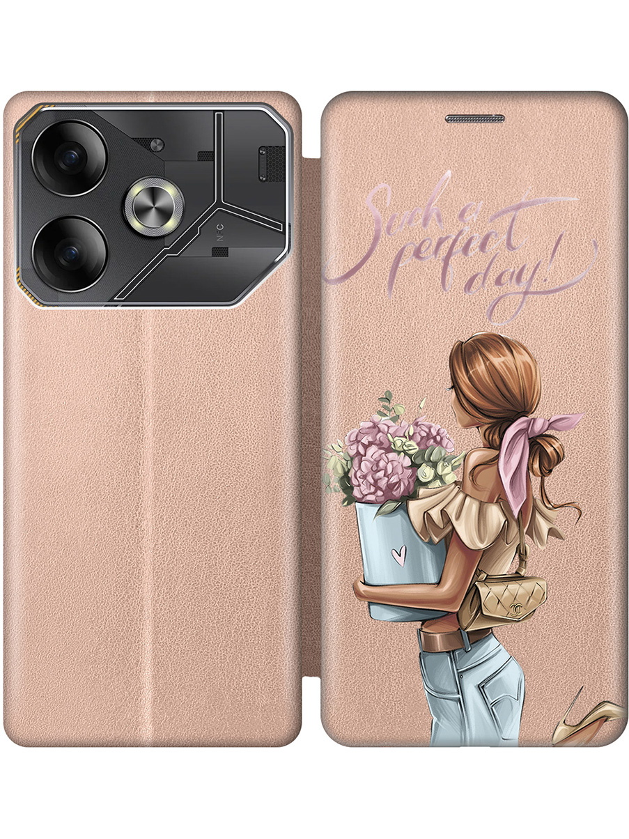 

Чехол-книжка на Tecno Pova 6 с принтом "Какой прекрасный день" золотой, Золотистый;прозрачный;голубой;розовый, 782634275