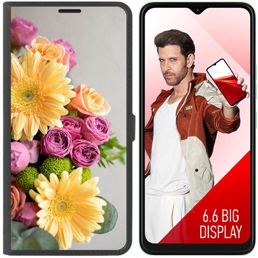 

Чехол-книжка Eco Book для ITEL A60 Букет, Черный
