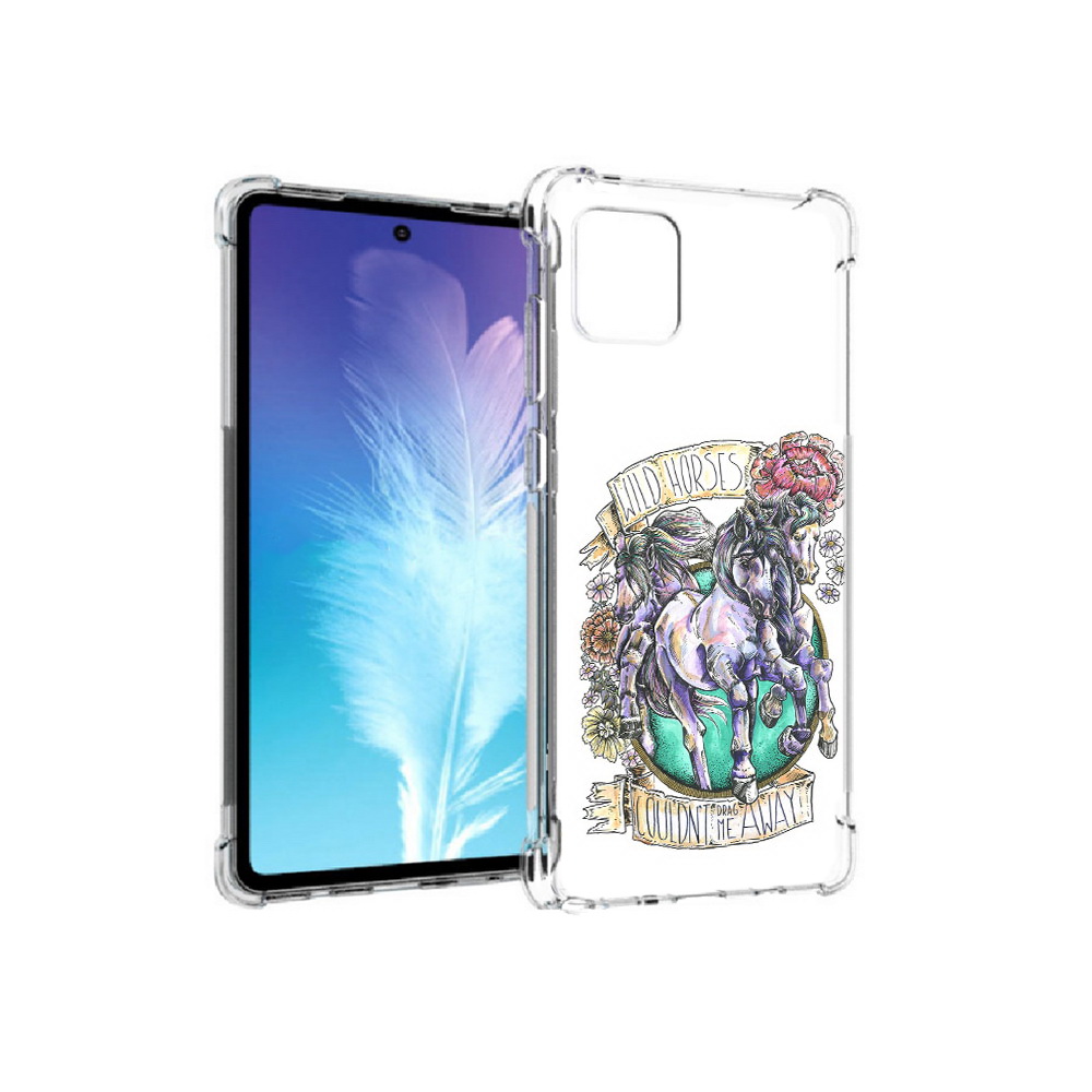 

Чехол MyPads Tocco для Samsung Galaxy Note 10 Lite рисунок коней в цветах, Прозрачный, Tocco