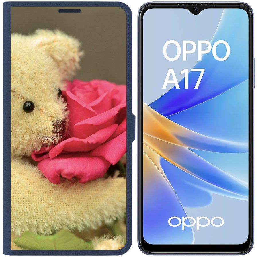 Чехол-книжка Eco Book для Oppo A17k Медвежонок с розой