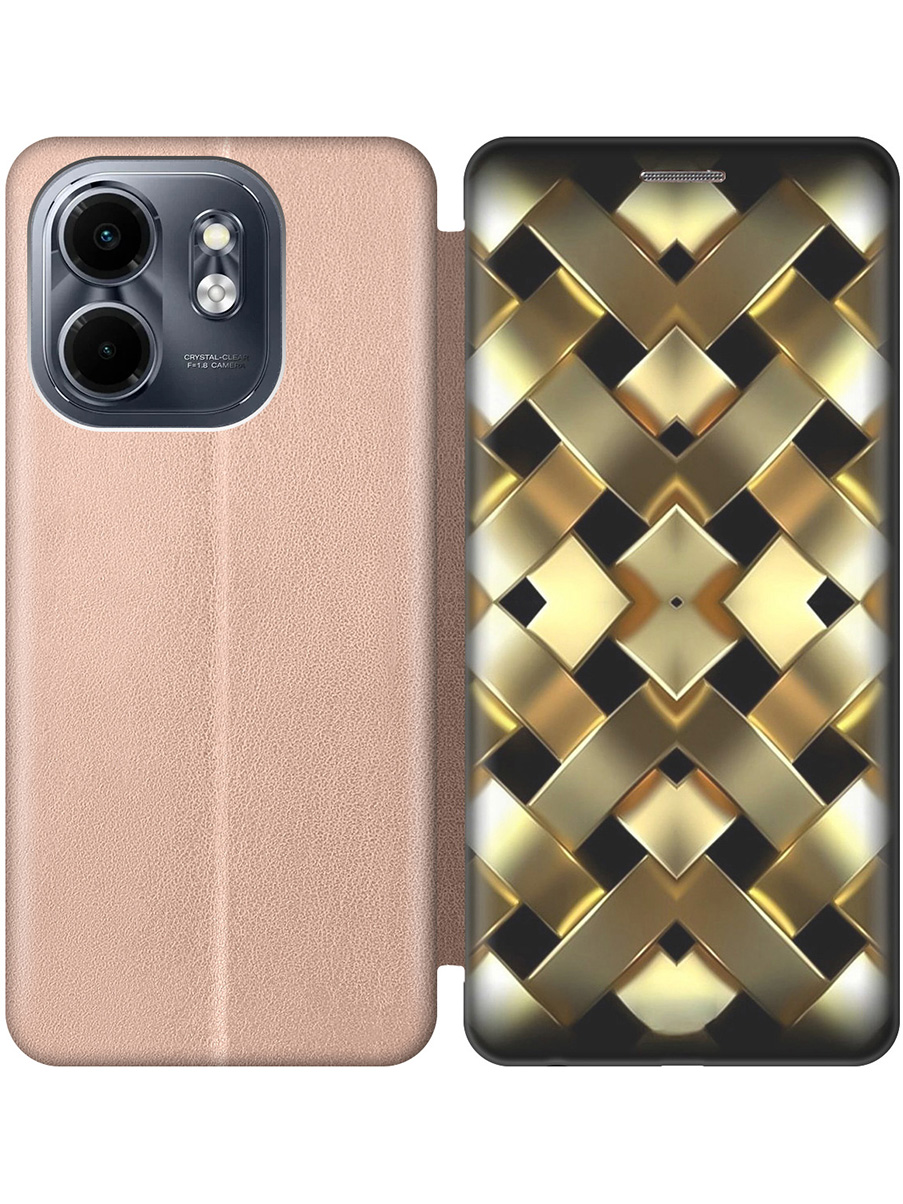 

Чехол-книжка на Infinix Hot 50i / Smart 9 с принтом "Плетение золота" золотой, Золотистый;черный, 786719331