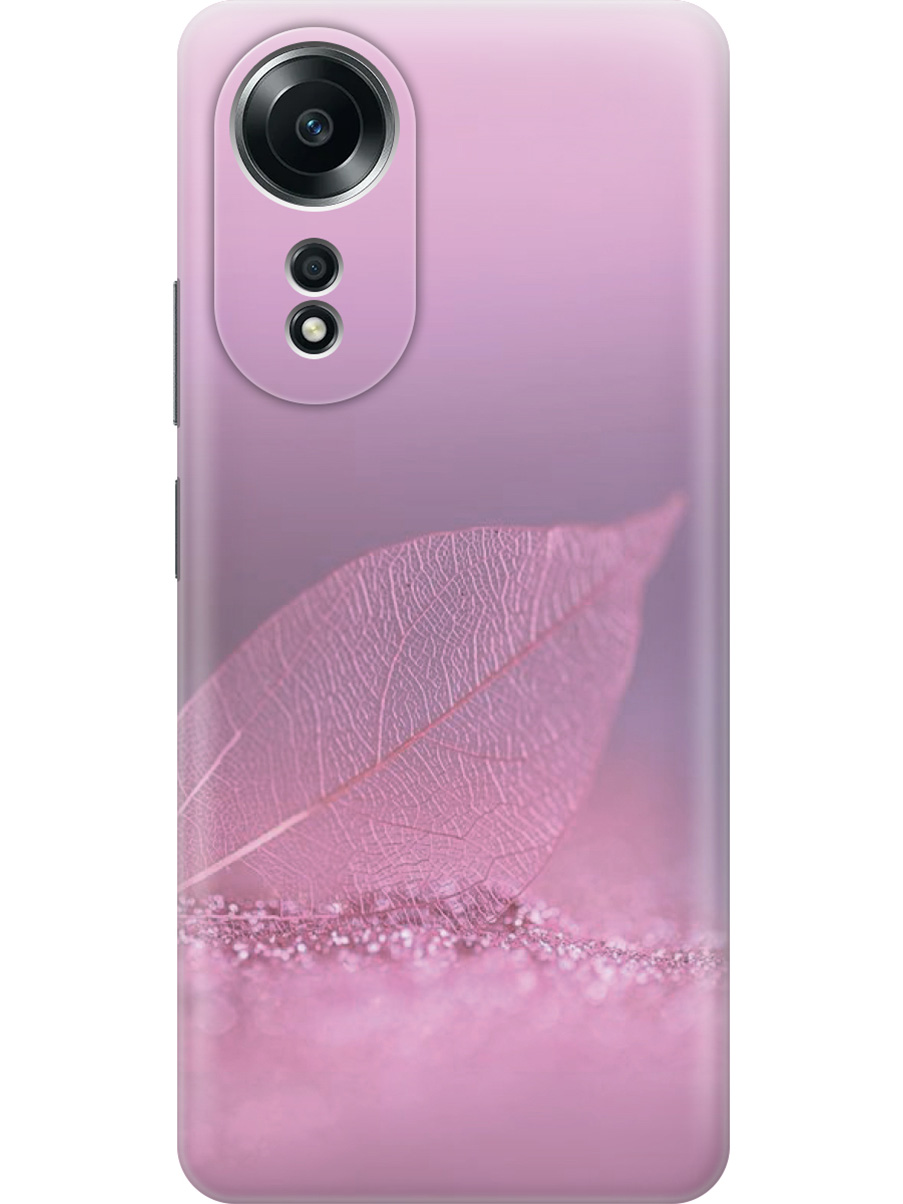 

Силиконовый чехол на Oppo A58 4G с принтом "Листок в розовых блестках", Прозрачный;розовый;фиолетовый, 782629422