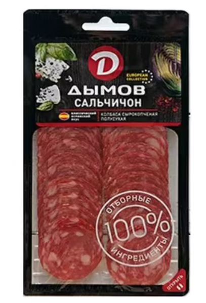 

Колбаса Дымов Сальчичон сырокопченая нарезка 90 г