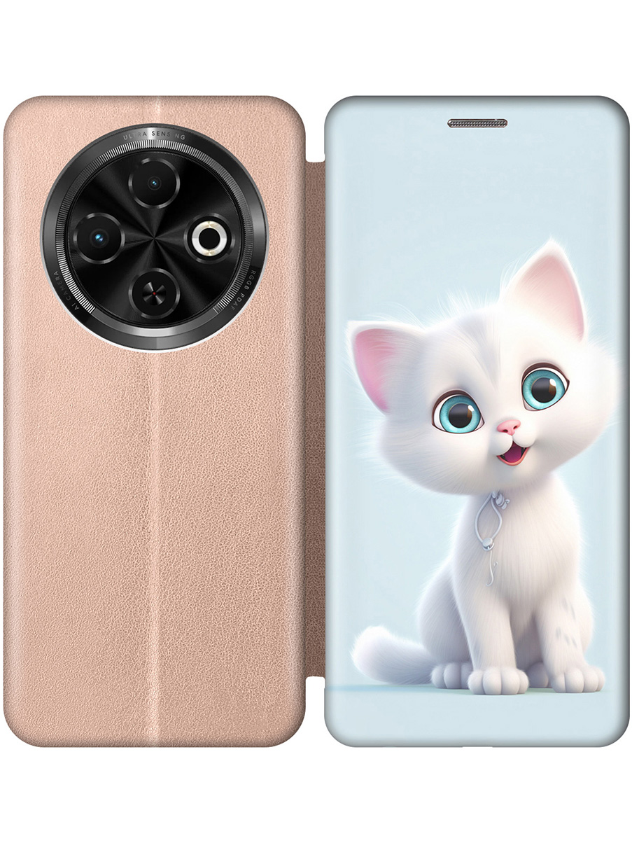 

Чехол-книжка на Tecno Spark 30C с принтом "Глазастый котик" золотой, Золотистый;голубой;белый, 786716311