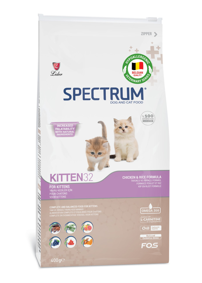 Сухой корм для котят Spectrum Kitten Starter 32, с курицей и рисом, 400 г