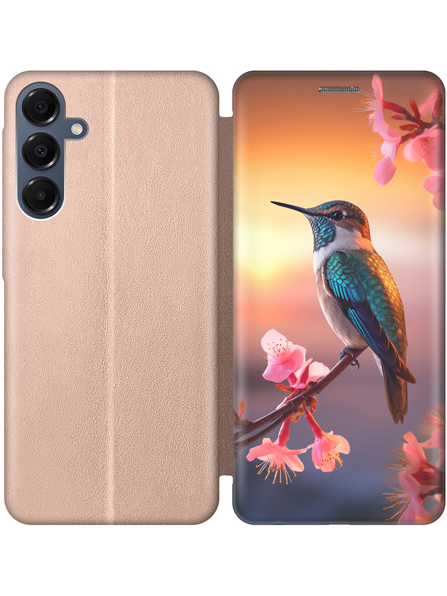 

Чехол-книжка на Samsung Galaxy A16 с принтом "Птичка на закате" золотой, Золотистый;желтый;красный, 786721712