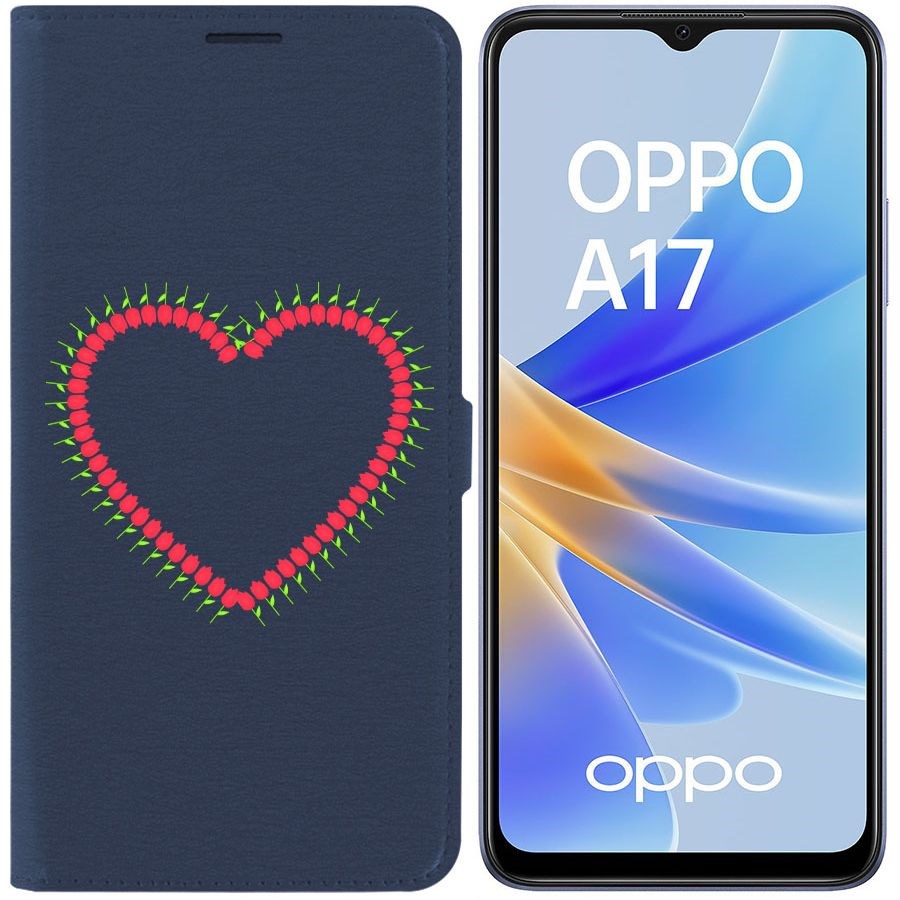 Чехол-книжка Eco Book для Oppo A17 Сердце из тюльпанов