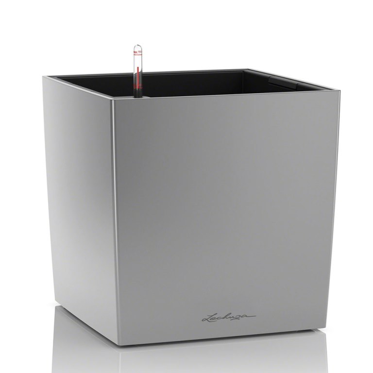 

Горшок с автополивом LECHUZA Cube 40 Серебристый металлик, Cube 40