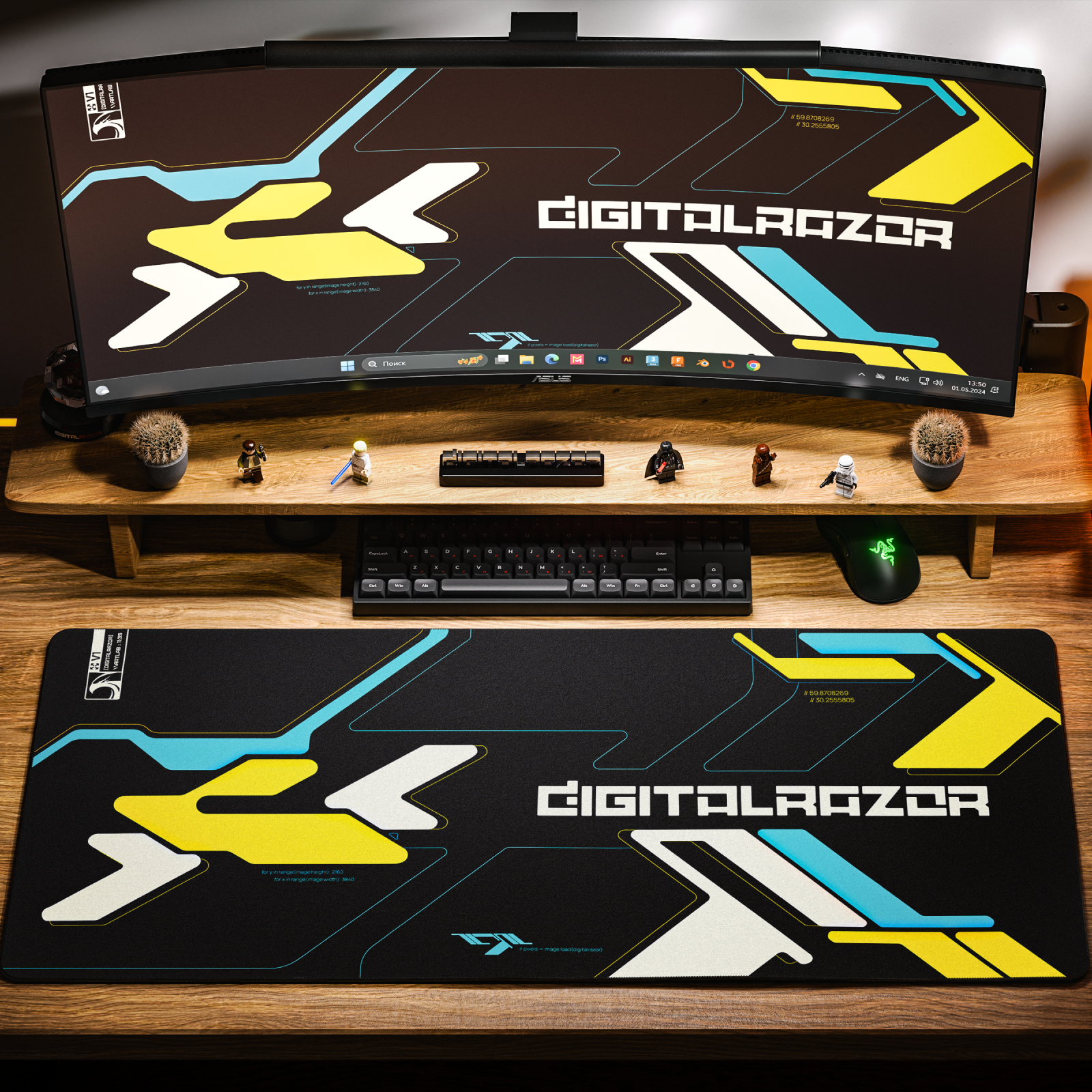 Коврик для мыши DigitalRazor DRFamily (DR-Branded Black yellow 90x40x4)