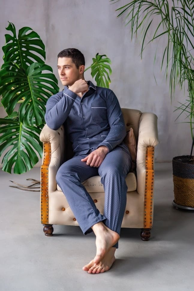 Пижама мужская Lika Dress Комфорт Б серая 54 RU