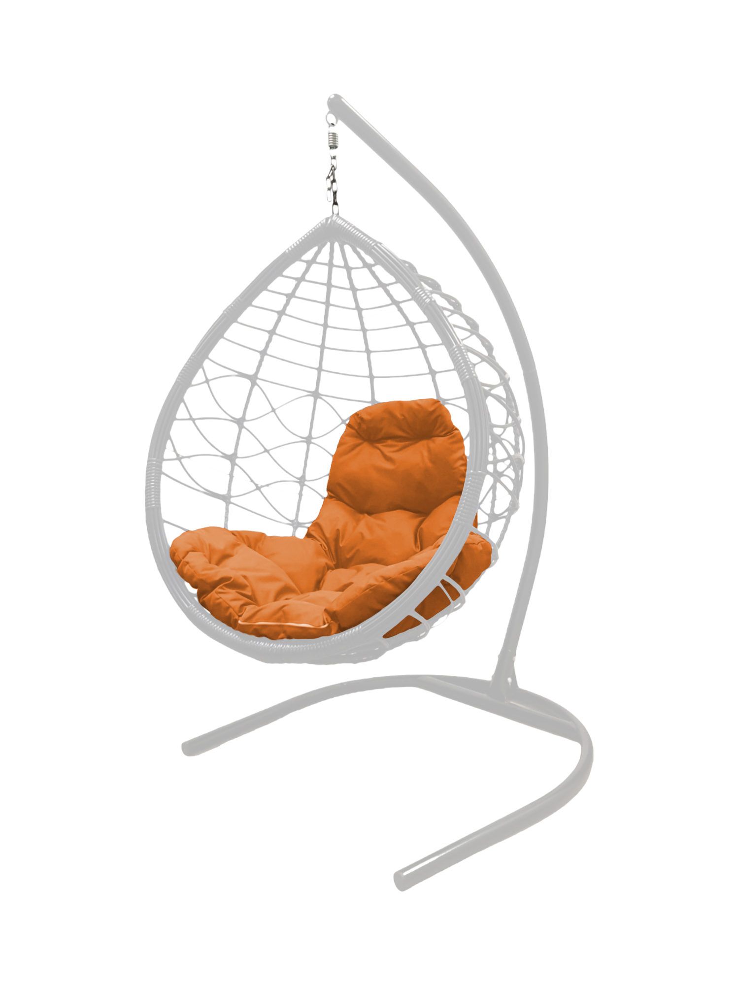 фото Подвесное кресло белое m-group капля лори ротанг 11530107 оранжевая подушка