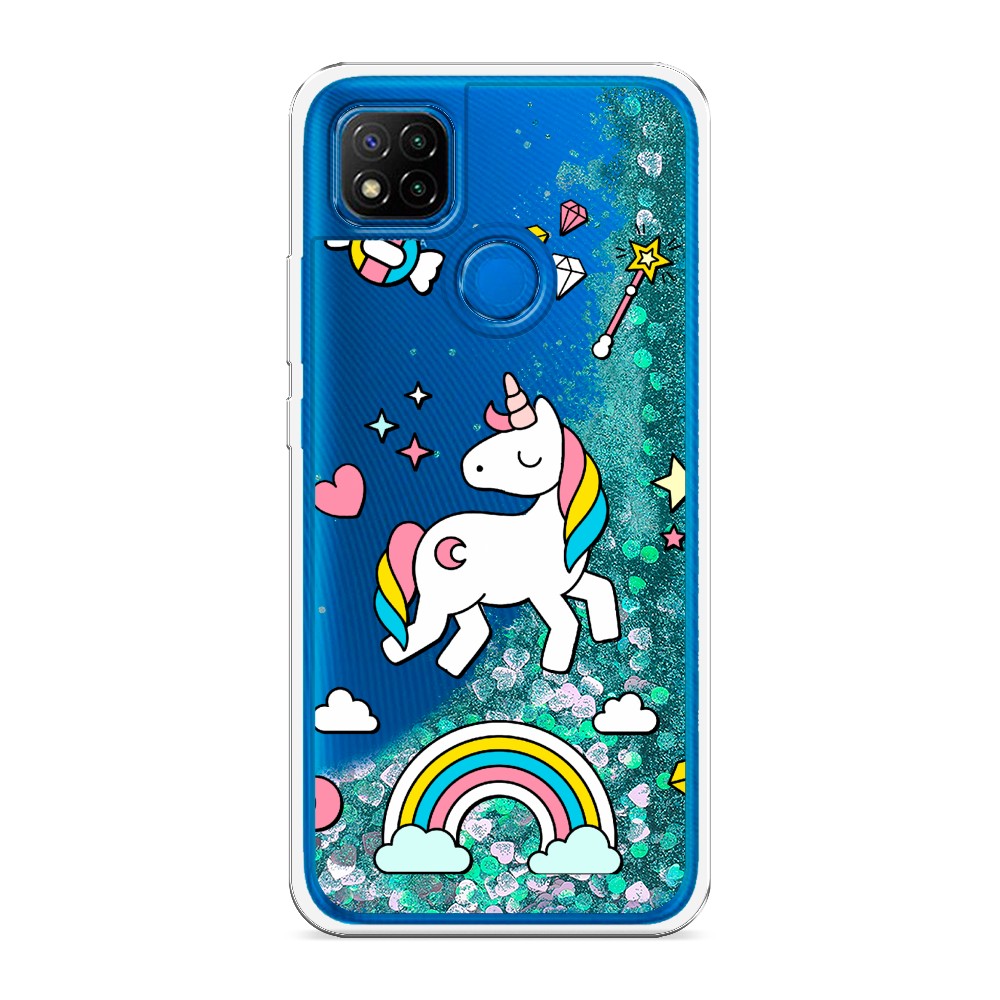 

Жидкий чехол с блестками "Принцесса единорог" на Xiaomi Redmi 9C