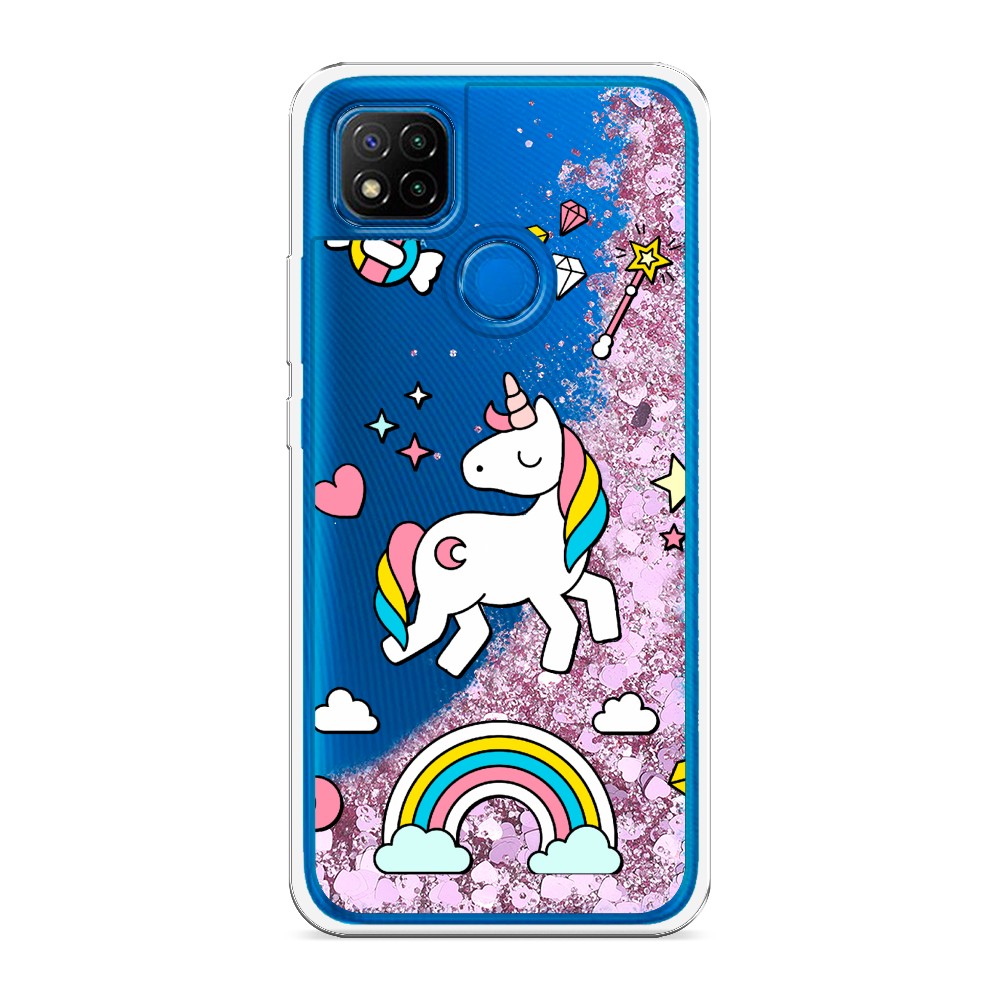 

Жидкий чехол с блестками "Принцесса единорог" на Xiaomi Redmi 9C