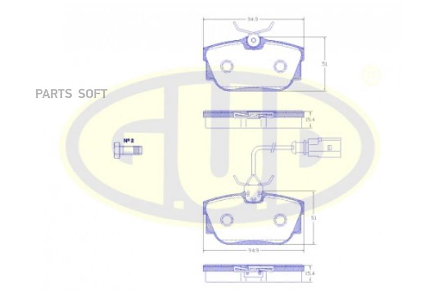 

Колодки зад vw t4 2.5/2.4d 99-03 с датчиком 1 шт GUD GBP076701