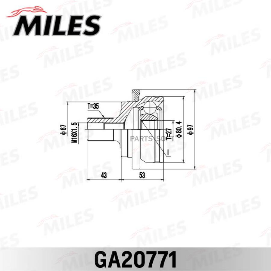 

Шрус Miles Ga20771 Mb W203/211 4matic 27*67*35 Перед Нар Miles арт. GA20771