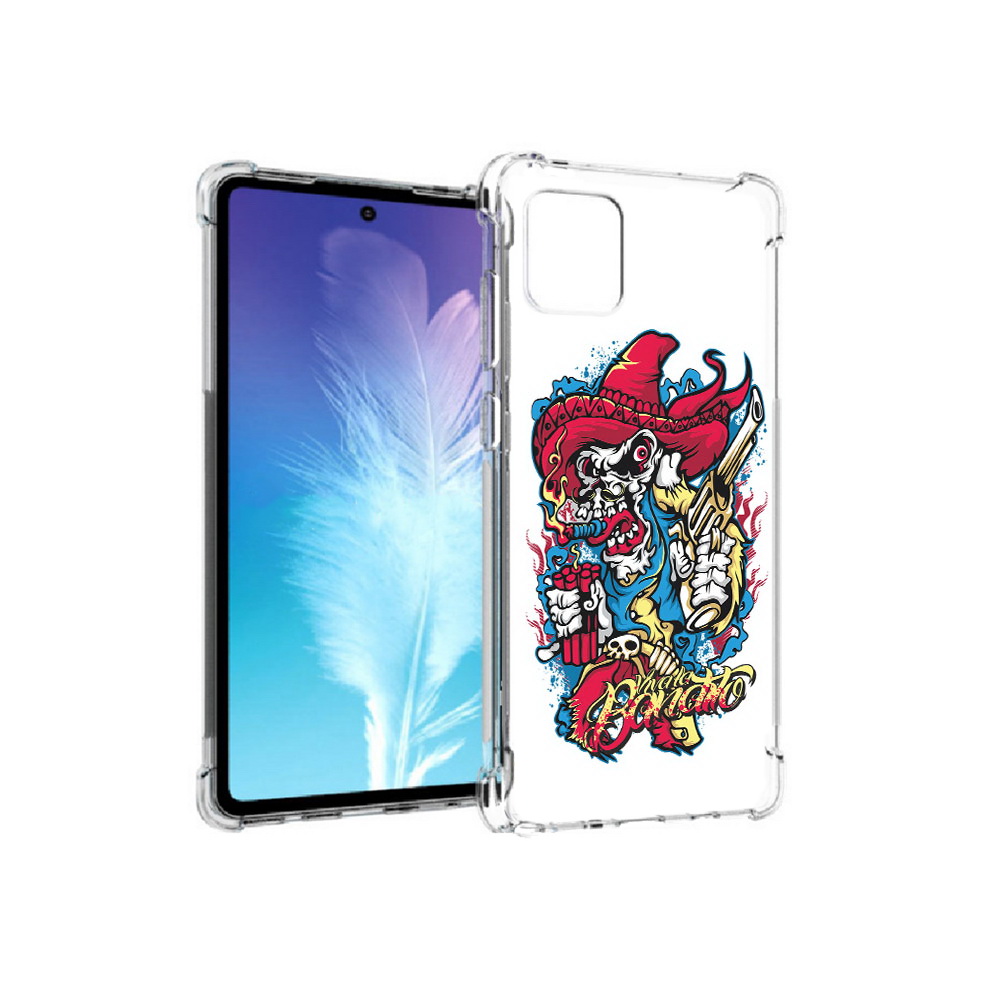 

Чехол MyPads Tocco для Samsung Galaxy Note 10 Lite нарисованный скелет с писталетом, Прозрачный, Tocco