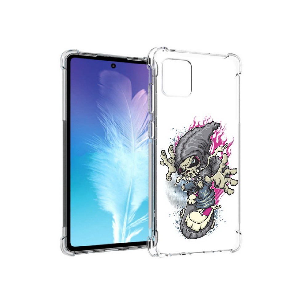 

Чехол MyPads Tocco для Samsung Galaxy Note 10 Lite нарисованный скелет на скейт борде, Прозрачный, Tocco