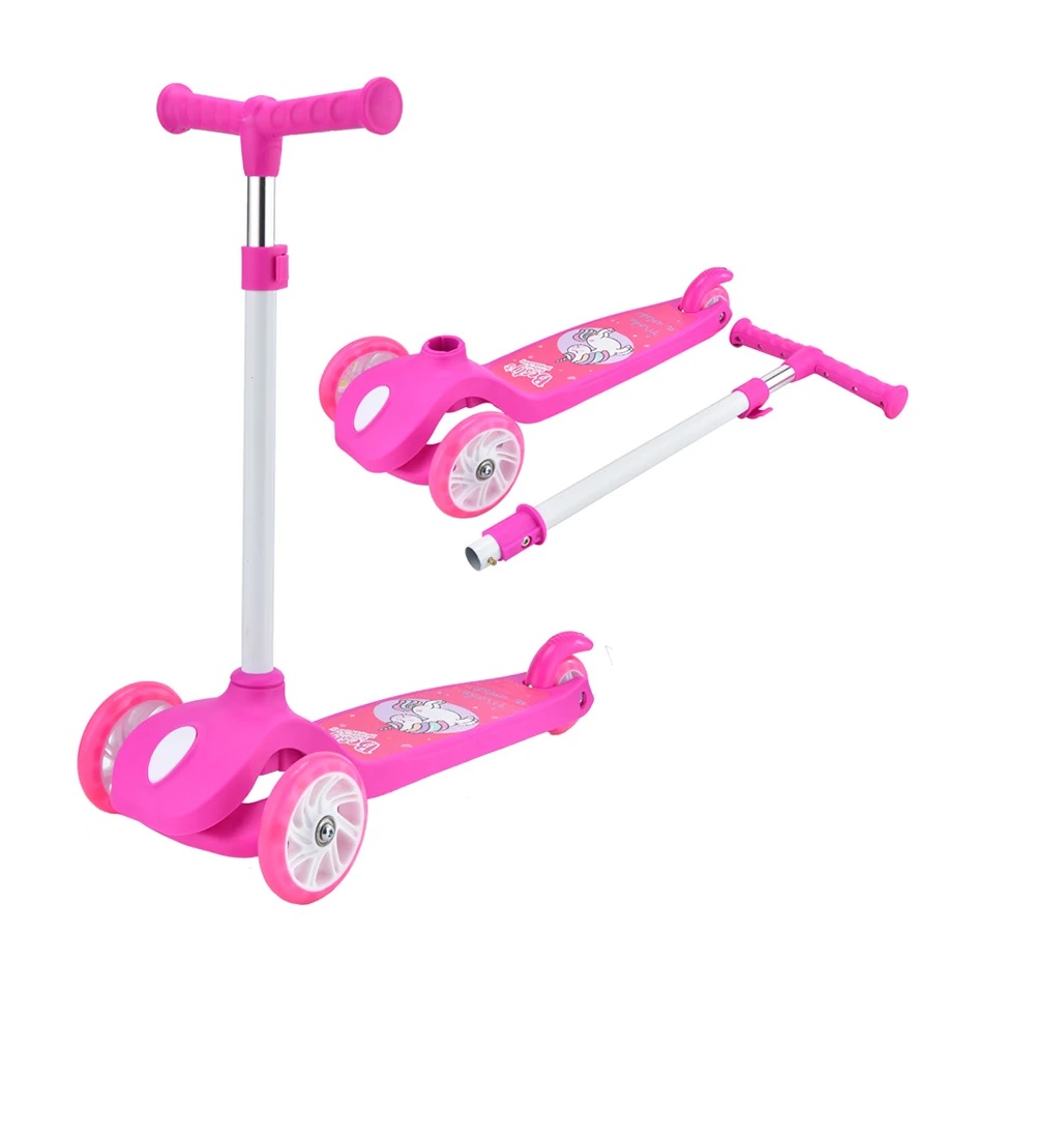 

Самокат детский Scooter трехколесный светящиеся колеса Sport Mini сверхпрочный, Розовый