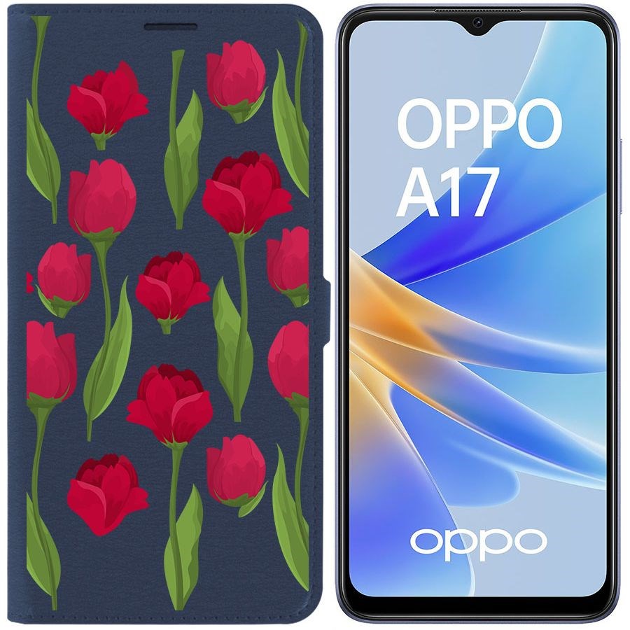 Чехол-книжка Eco Book для Oppo A17 Розы паттерн