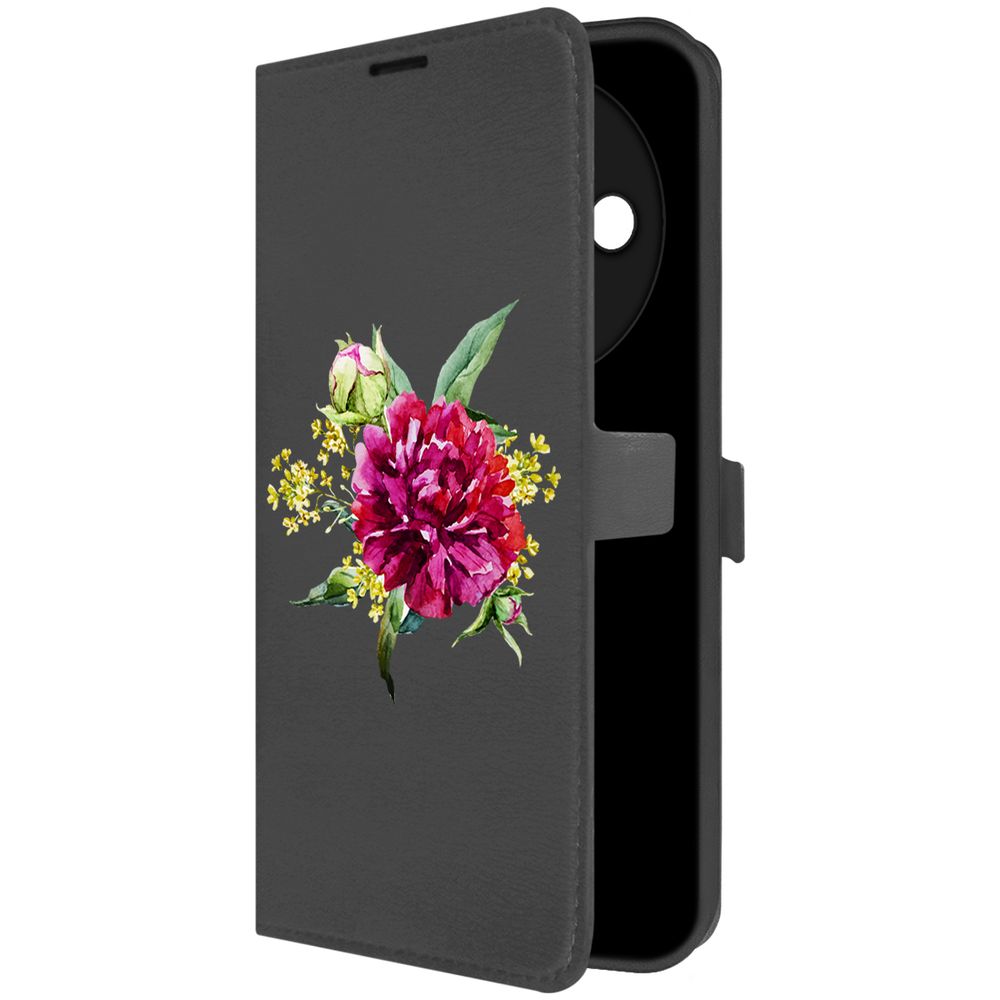 

Чехол-книжка Krutoff Eco Book для Xiaomi Redmi A3 Цветочная акварель (черный)