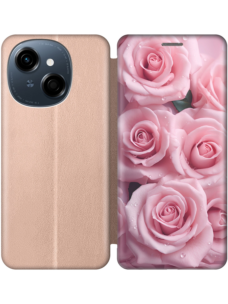 

Чехол-книжка на Tecno Spark Go 1 / Pop 9 с принтом "Букет роз" золотой, Золотистый;розовый, 786716922
