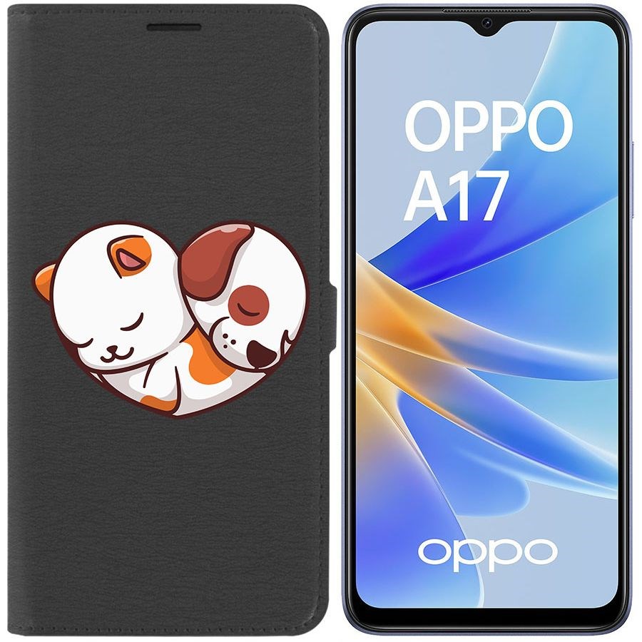 Чехол-книжка Eco Book для Oppo A17 Котёнок и Щенок