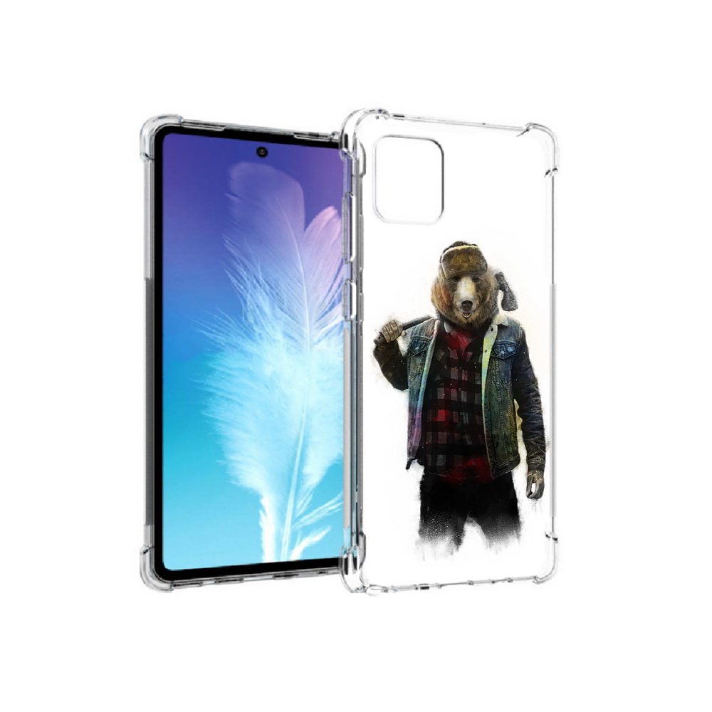 

Чехол MyPads Tocco для Samsung Galaxy Note 10 Lite медведь с топором (PT142413.491.469), Прозрачный, Tocco