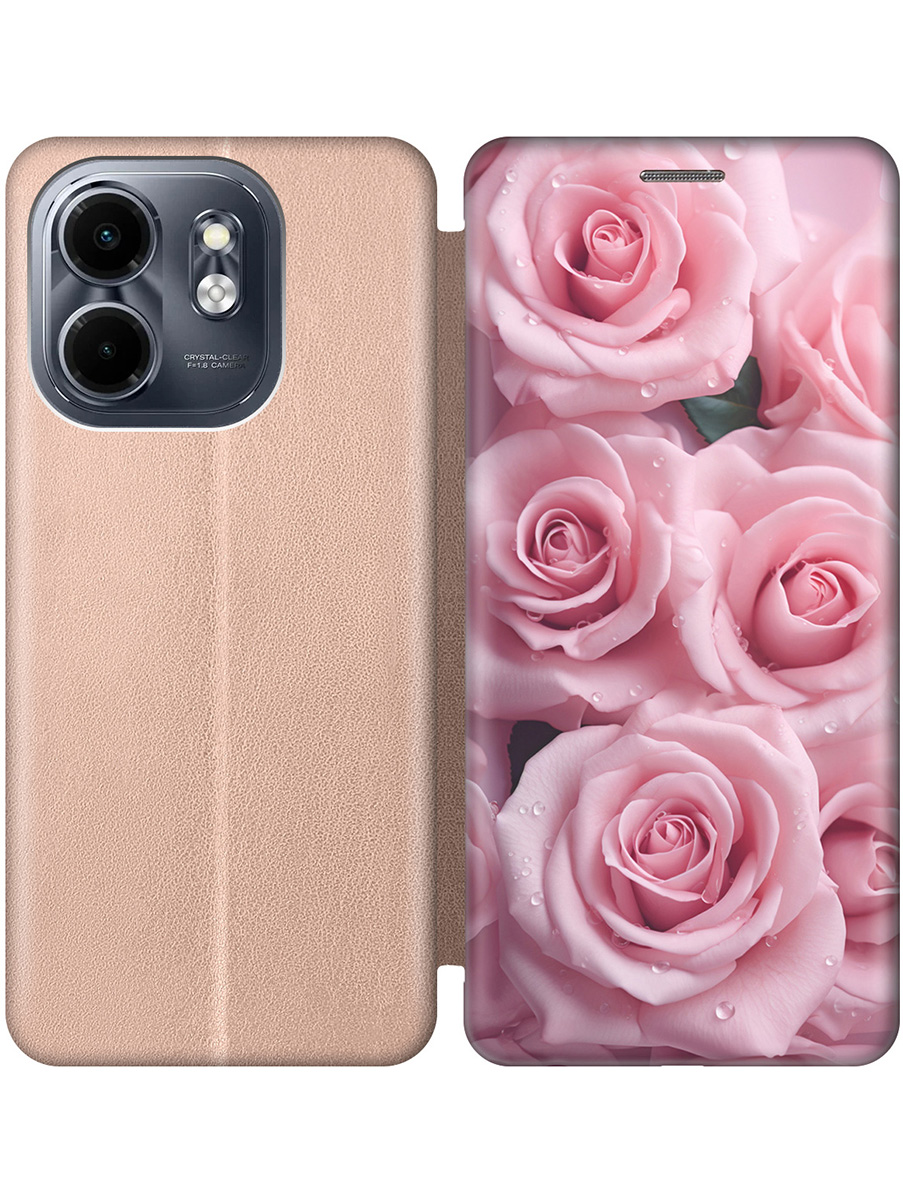 

Чехол-книжка на Infinix Hot 50i / Smart 9 с принтом "Букет роз" золотой, Золотистый;розовый, 786719322