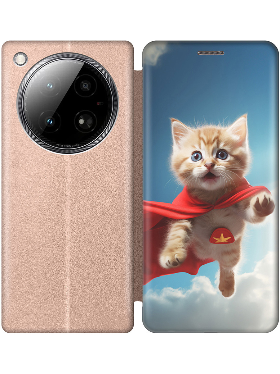 

Чехол-книжка на Infinix Zero 40 4G с принтом "Летящий котенок" золотой, Золотистый;белый;голубой;бежевый, 786722311