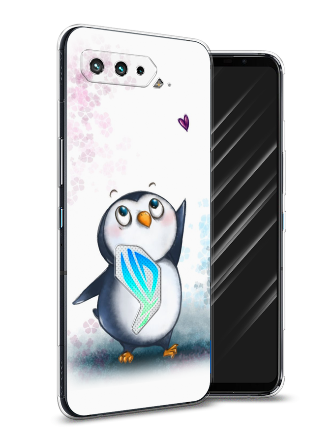 

Чехол Awog на Asus ROG Phone 5 "Пингвин и сердечко", Белый, 44250-1