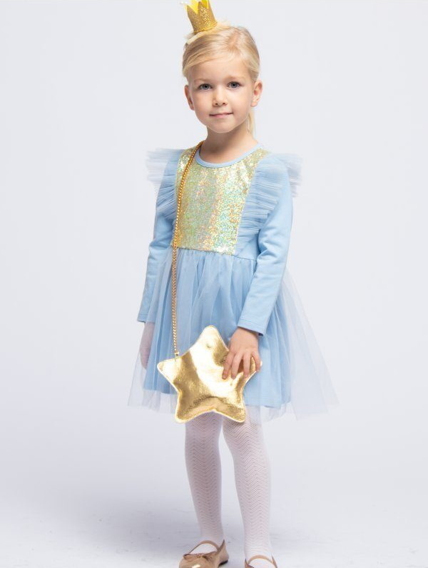 Платье детское Candy's 034GC0822, голубой, 98