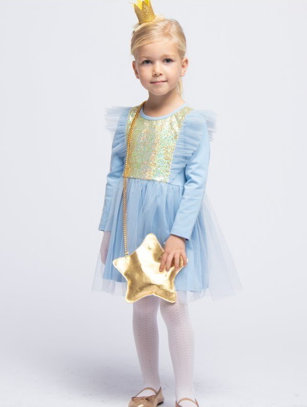 

Платье детское Candy's 034GC0822, голубой, 128, 034GC0822