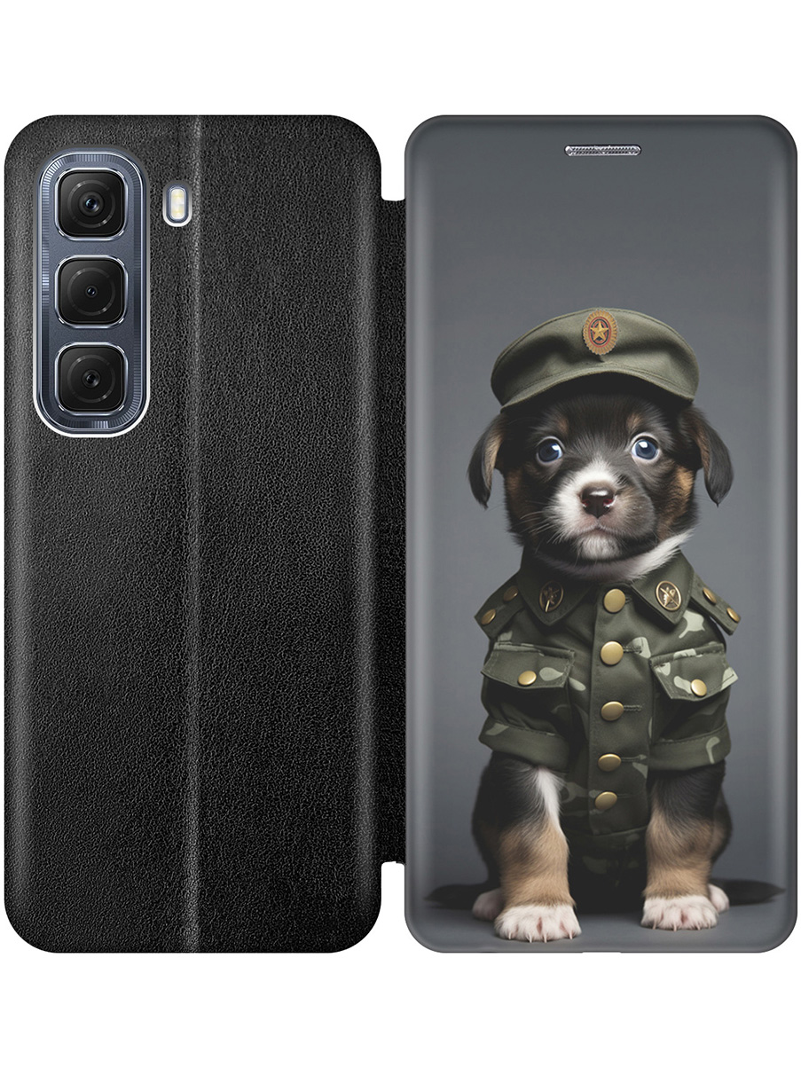 

Чехол-книжка на Infinix Hot 50 4G с принтом "Щенок-военный" черный, Черный;зеленый, 786718711