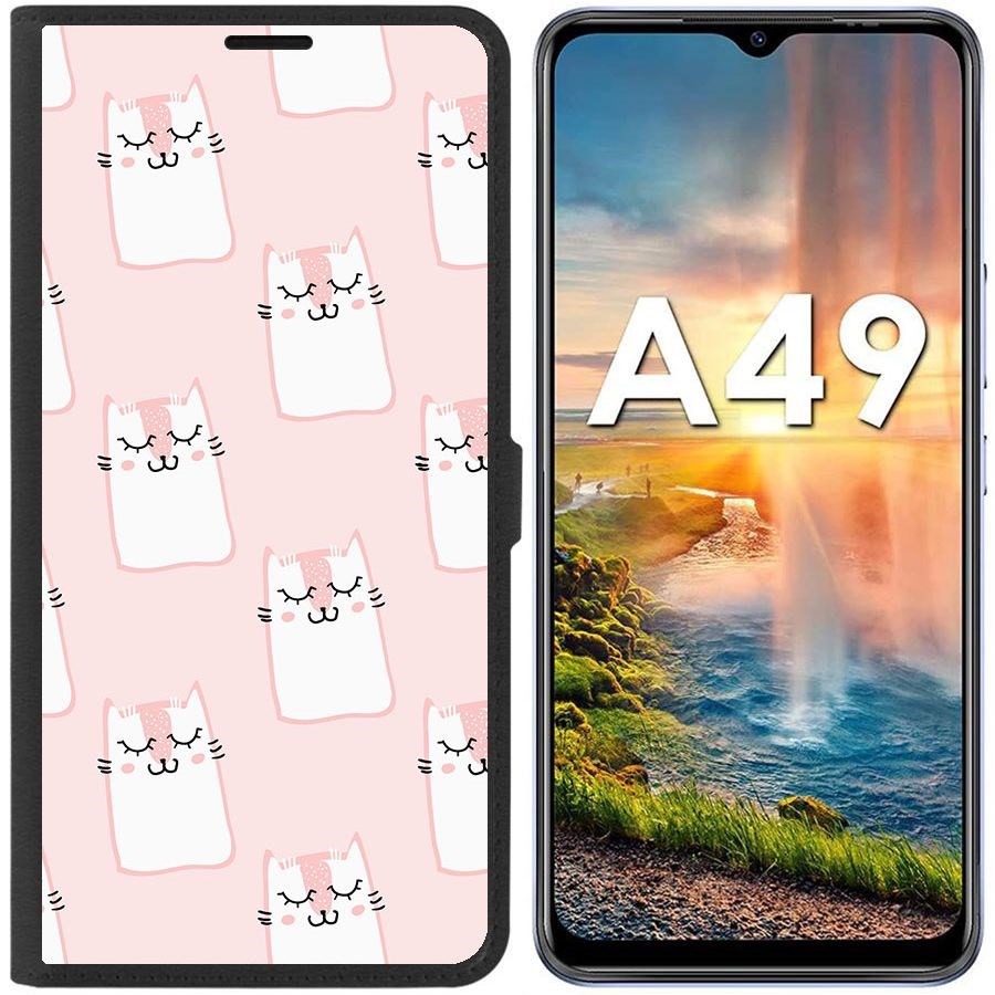 

Чехол-книжка Eco Book для ITEL A49 Котики паттерн, Черный