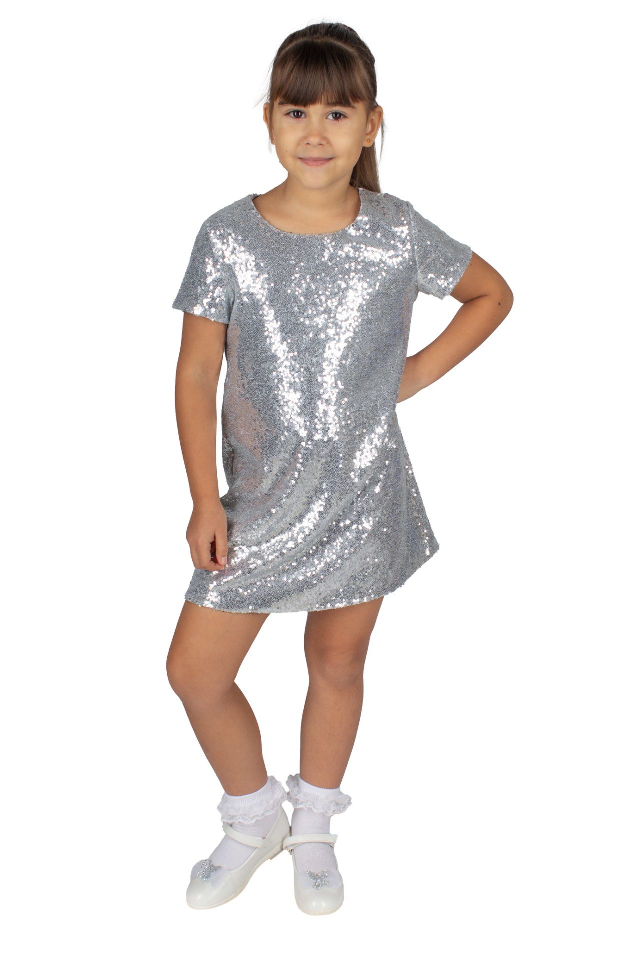 Платье детское Basia Л3481, серебристый, 98