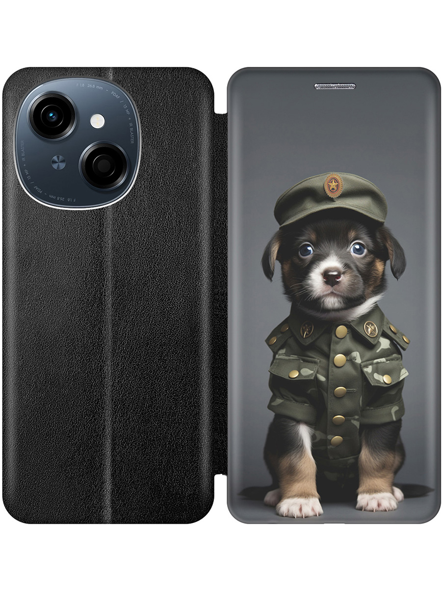 

Чехол-книжка на Tecno Spark Go 1 / Pop 9 с принтом "Щенок-военный" черный, Черный;зеленый, 786716911