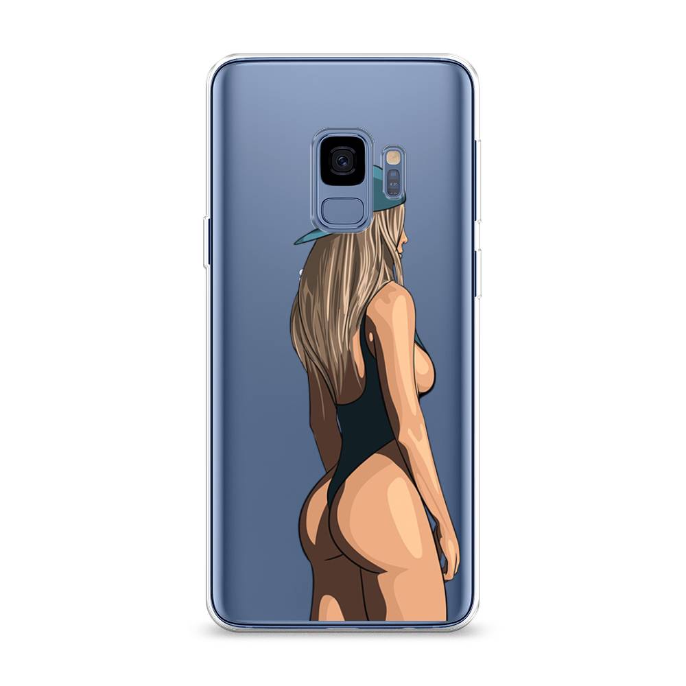 

Чехол на Samsung Galaxy S9 "Девушка в черном купальнике", Зеленый;бежевый;черный, 25750-6