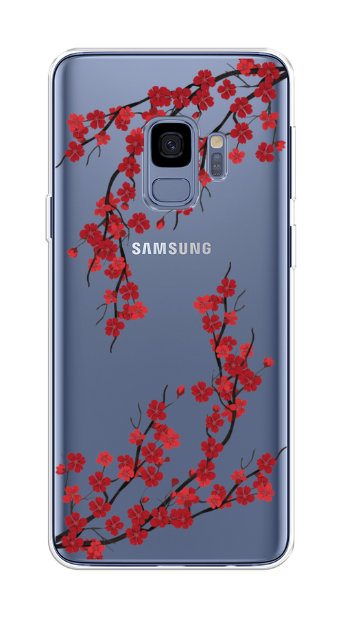

Чехол на Samsung Galaxy S9 "Красная сакура", Красный;черный, 25750-2