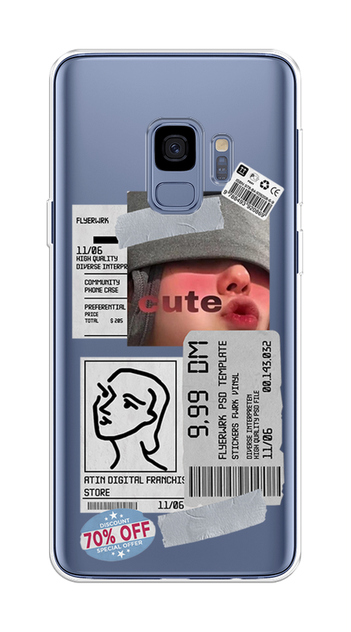 

Чехол на Samsung Galaxy S9 "Cute girl collage", Розовый;серый;голубой, 25750-6