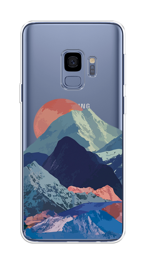 

Чехол на Samsung Galaxy S9 "Закат в снежных горах", Красный;серый;голубой, 25750-2