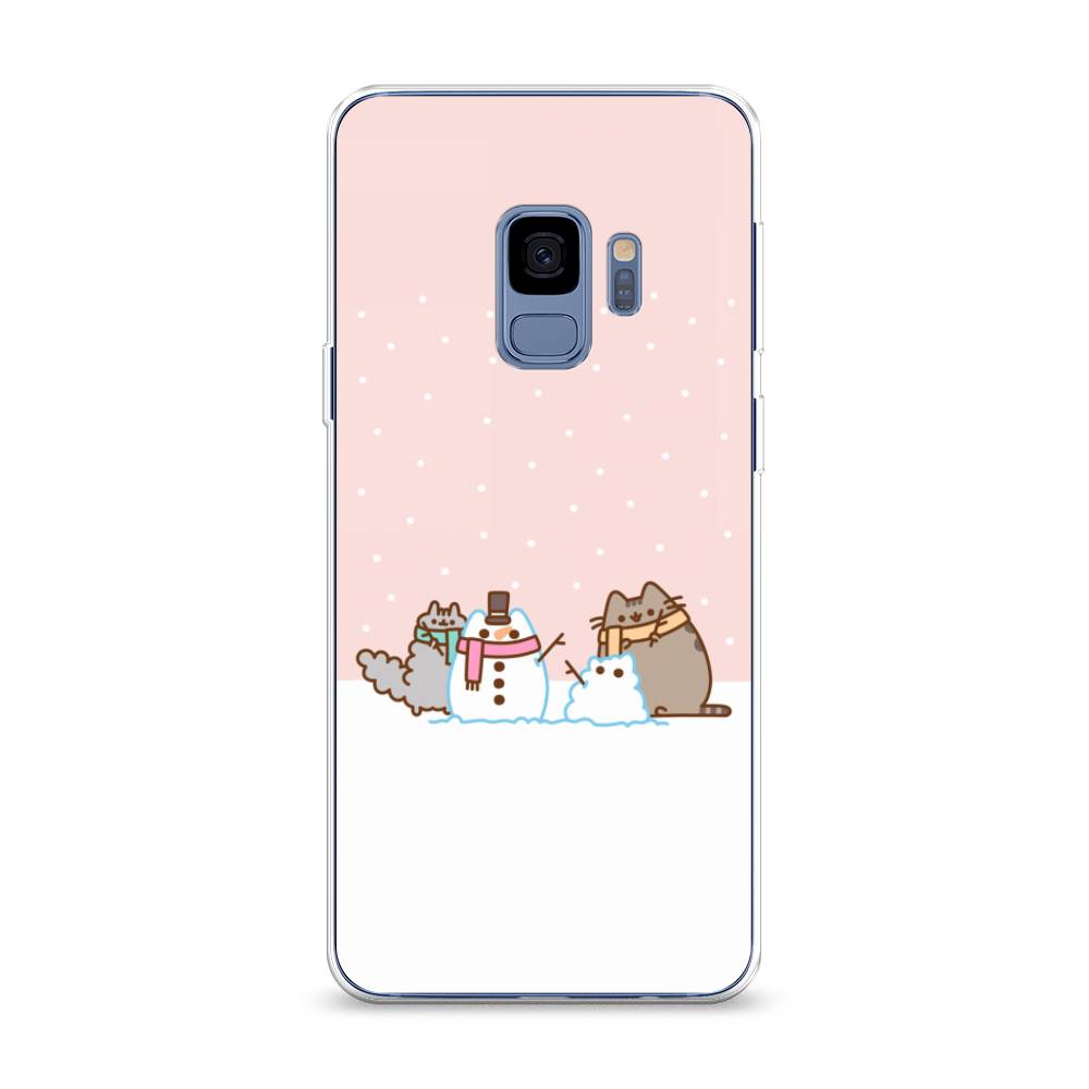 

Чехол на Samsung Galaxy S9 "Котики в снегу", Розовый;белый;серый, 25750-5