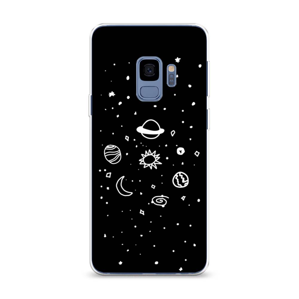

Чехол на Samsung Galaxy S9 "Дудл солнечной системы", Бежевый;серый, 25750-2